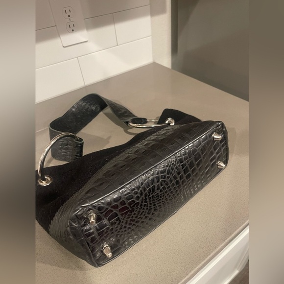 Sarah Oliver wool croc embossed leather bag - Picture 4 of 9